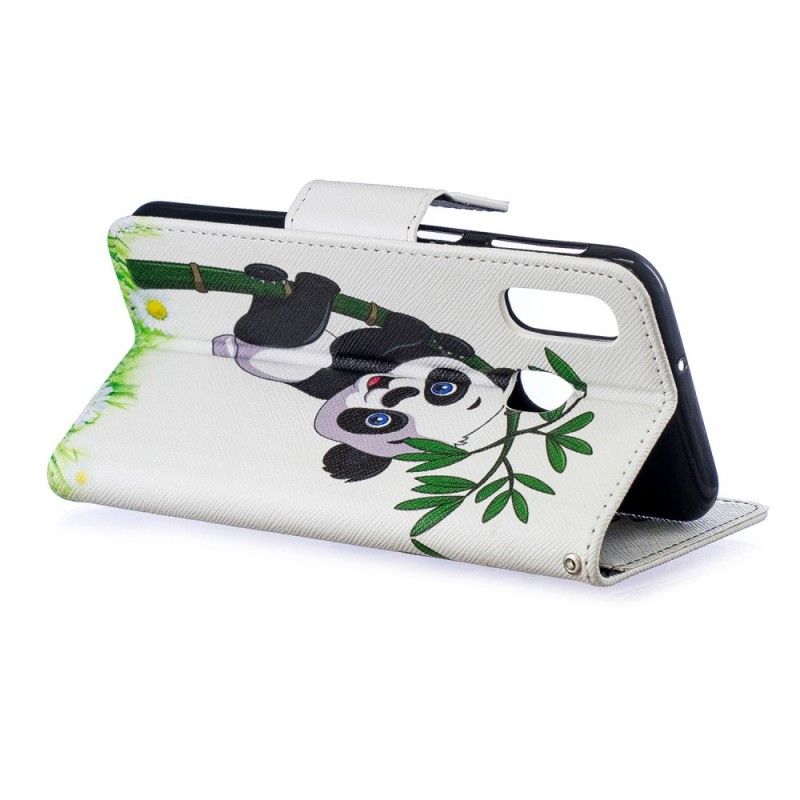 Flip Cover Læder for Samsung Galaxy A40 Panda På Bambus