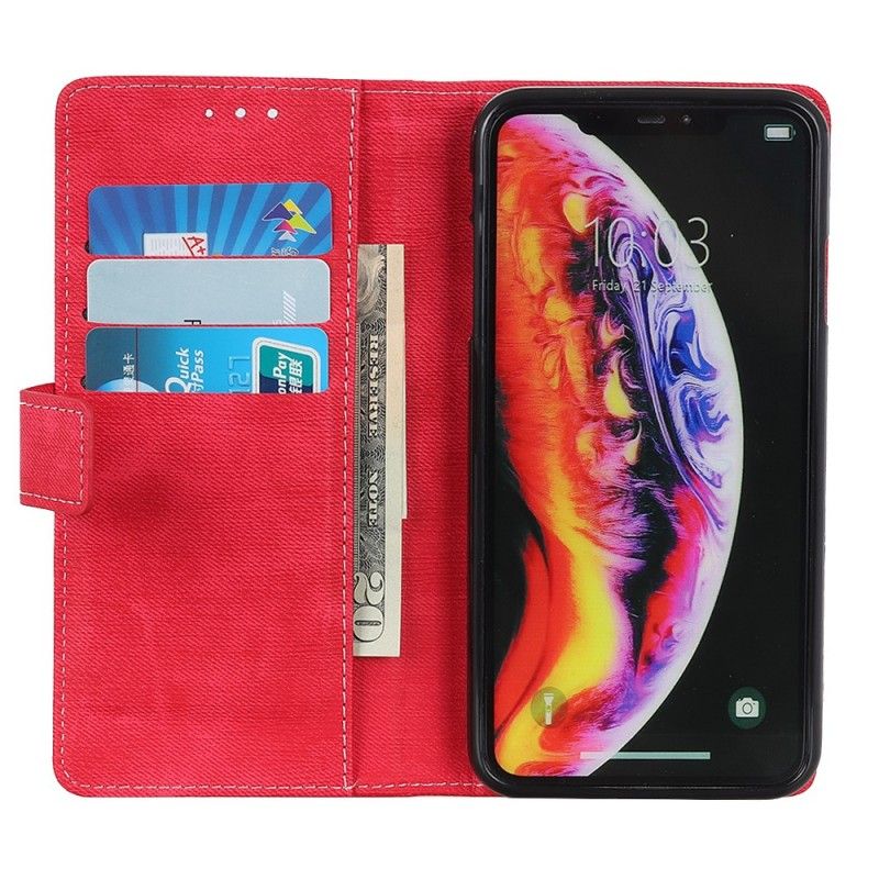 Flip Cover Læder for Samsung Galaxy A40 Rød Knapjeans