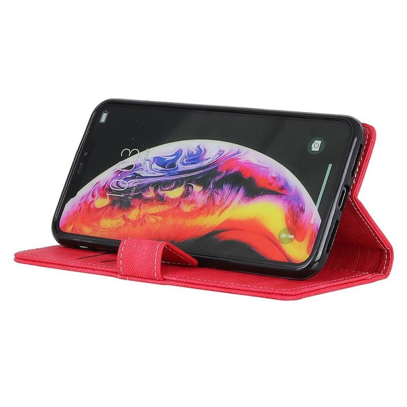 Flip Cover Læder for Samsung Galaxy A40 Rød Knapjeans