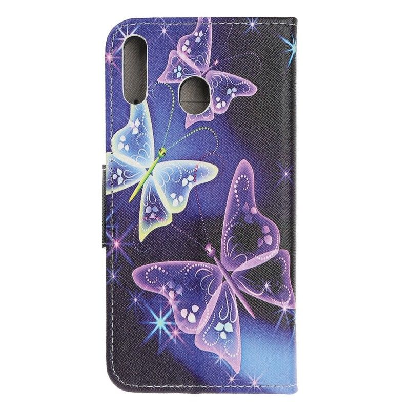 Flip Cover Læder for Samsung Galaxy A40 Sommerfugle Og Blomster