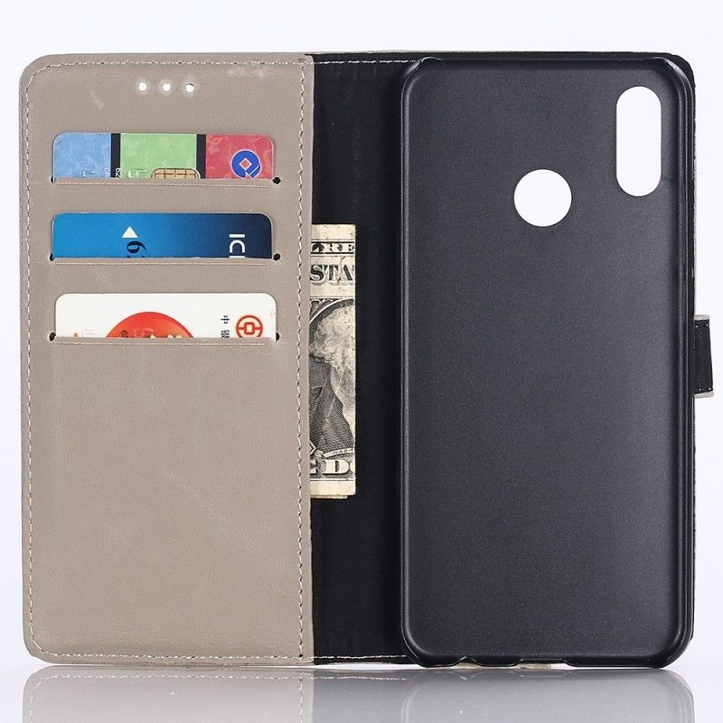 Flip Cover Læder for Samsung Galaxy A40 Sort Retro Kunstlæder