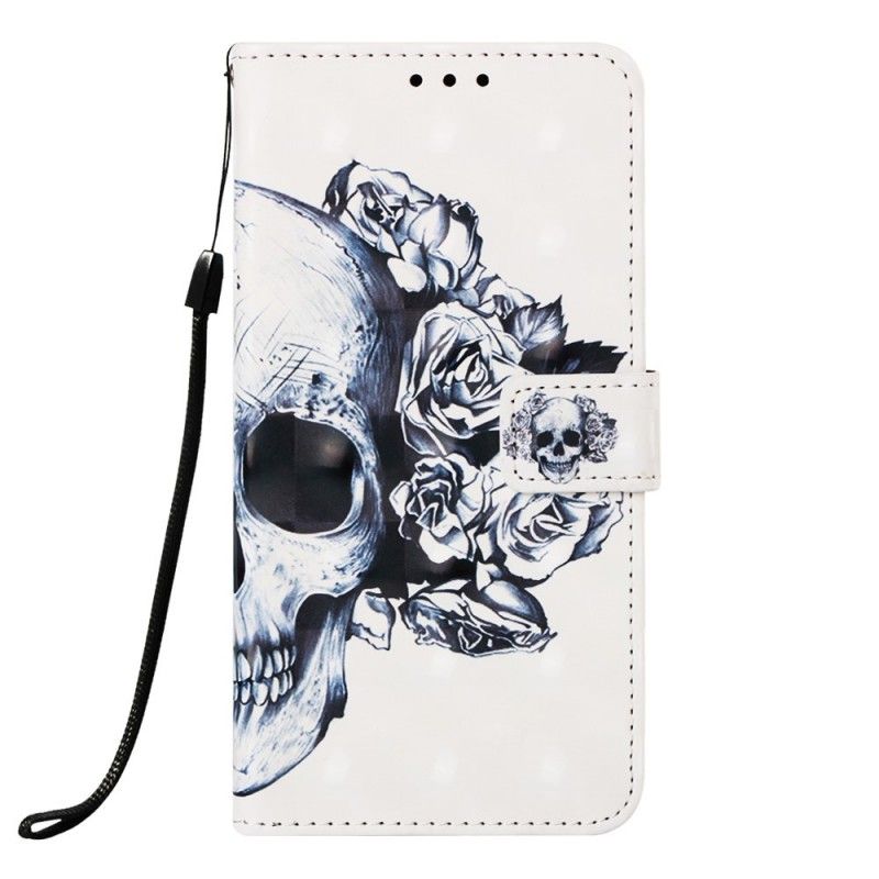 Flip Cover Læder Samsung Galaxy A40 Blomstret Kranium Original