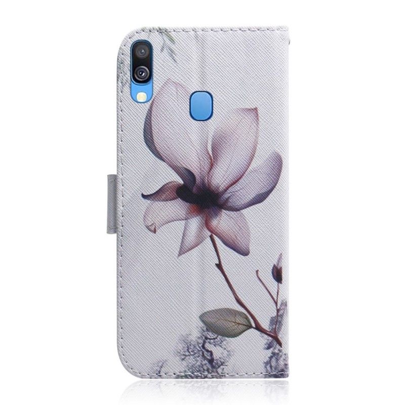 Flip Cover Læder Samsung Galaxy A40 Gammel Rosenblomst Original