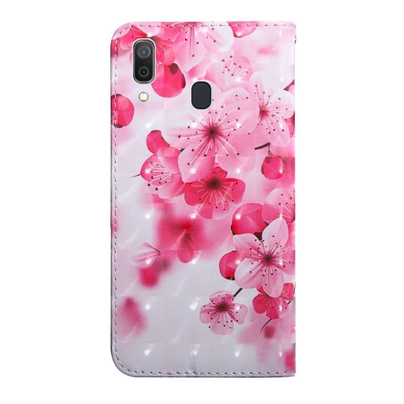 Flip Cover Læder Samsung Galaxy A40 Lyserøde Blomster