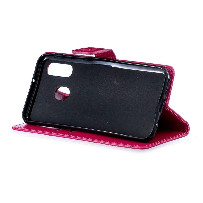 Flip Cover Læder Samsung Galaxy A40 Magenta Hvirvlende Sommerfugle Original