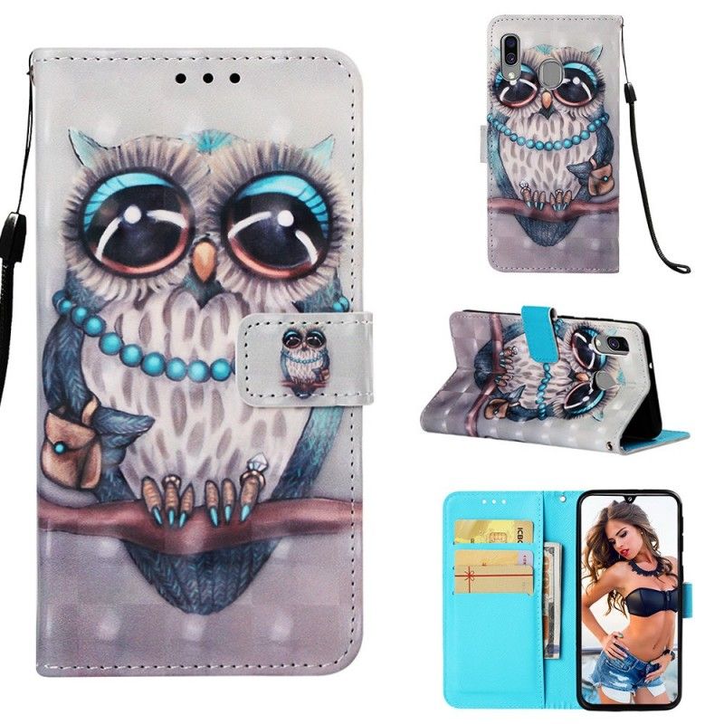 Flip Cover Læder Samsung Galaxy A40 Miss Ugle