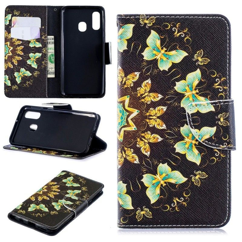 Flip Cover Læder Samsung Galaxy A40 Sommerfuglemandala