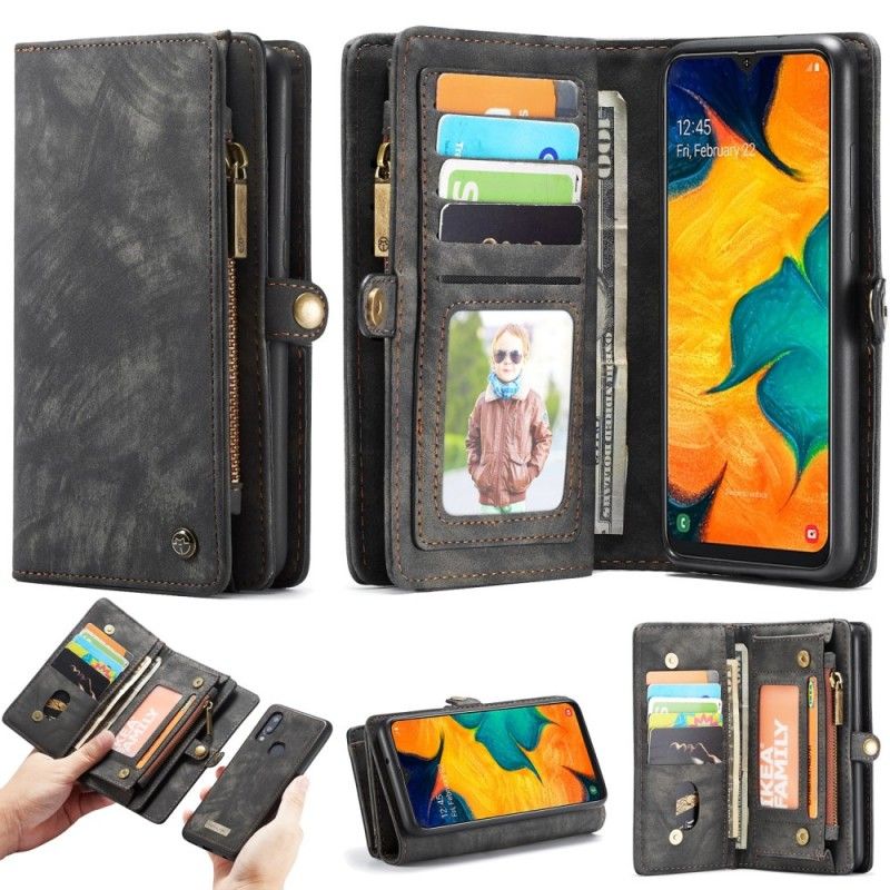 Flip Cover Læder Samsung Galaxy A40 Sort Aftagelig Caseme