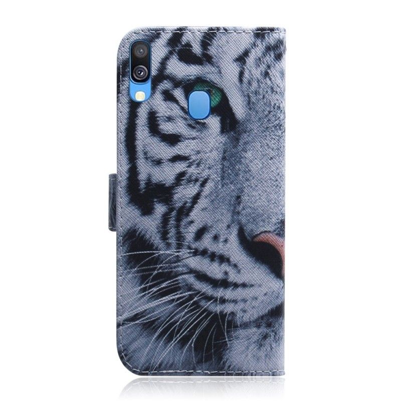 Flip Cover Læder Samsung Galaxy A40 Tiger Ansigt Original