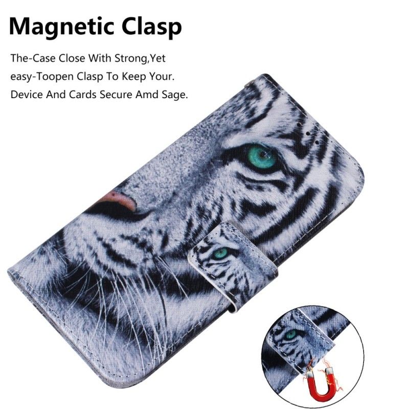 Flip Cover Læder Samsung Galaxy A40 Tiger Ansigt Original