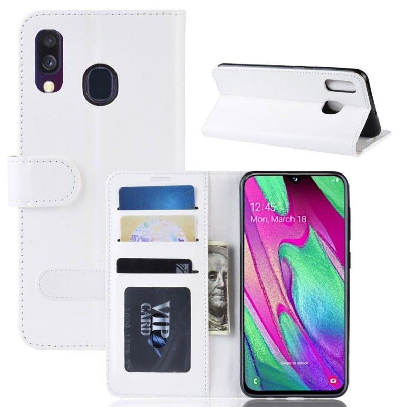 Flip Cover Samsung Galaxy A40 Hvid Mobilcover Ultra Kunstlæder