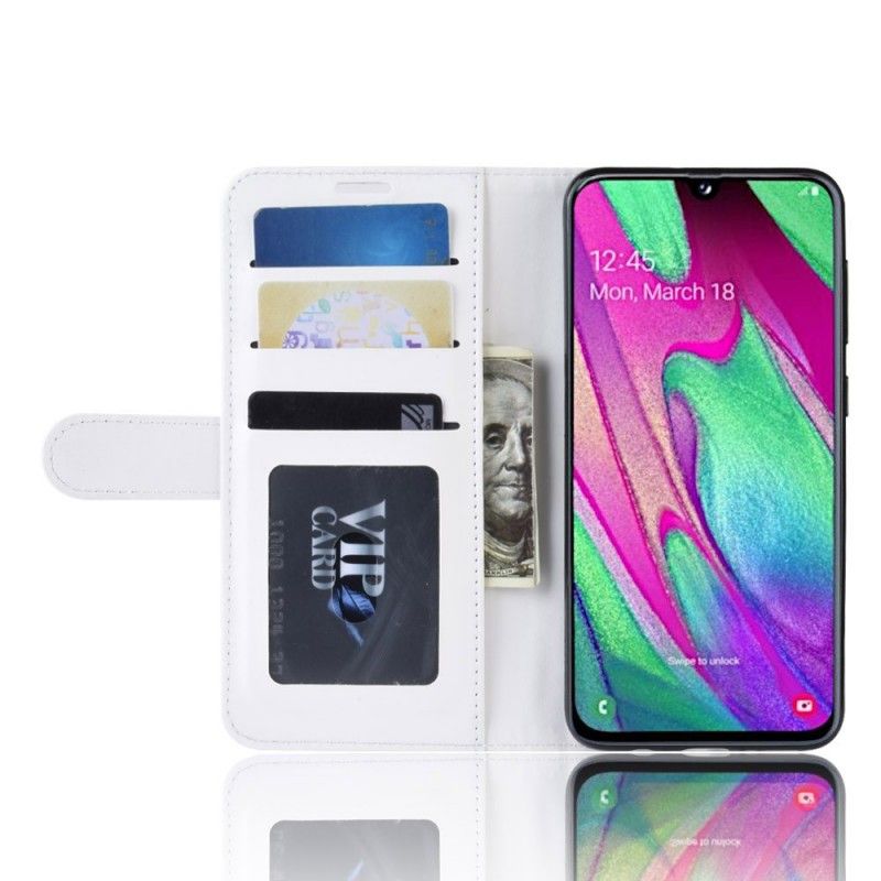 Flip Cover Samsung Galaxy A40 Hvid Mobilcover Ultra Kunstlæder