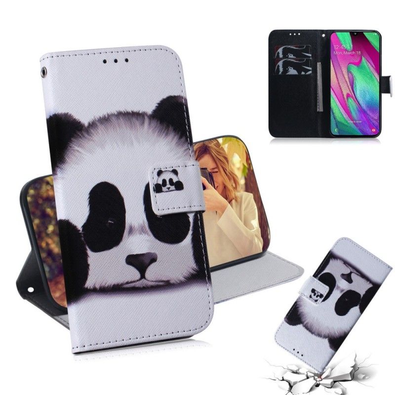 Flip Cover Samsung Galaxy A40 Mobilcover Panda Ansigt