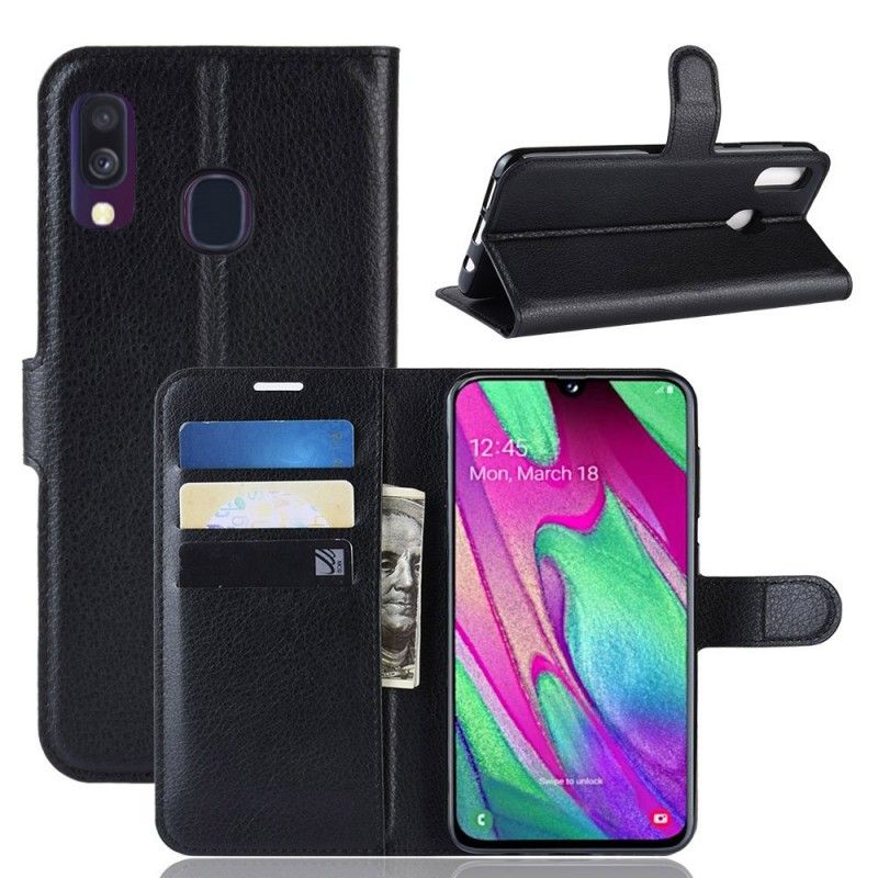 Flip Cover Samsung Galaxy A40 Sort Klassisk