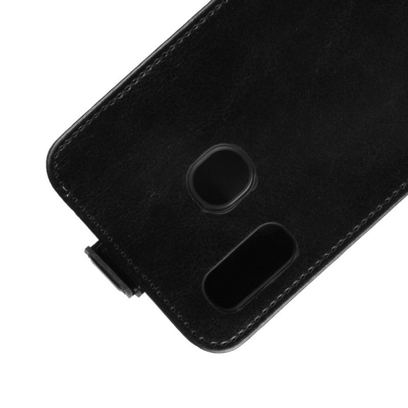 Flip Cover Samsung Galaxy A40 Sort Mobilcover Foldning Af Lædereffekt