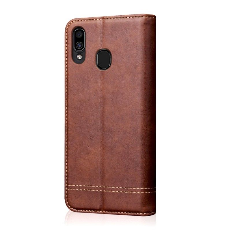 Læder Cover Samsung Galaxy A40 Rød Syet Lædereffekt Original