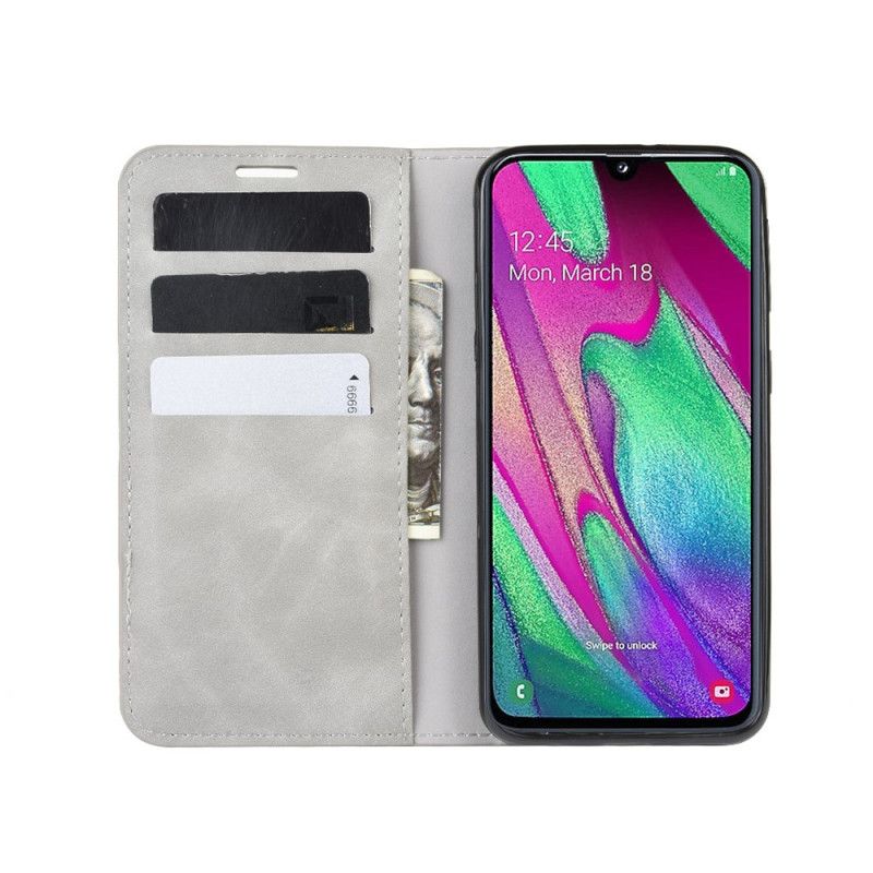 Læder Cover Samsung Galaxy A40 Sort Blødt Lædereffekt