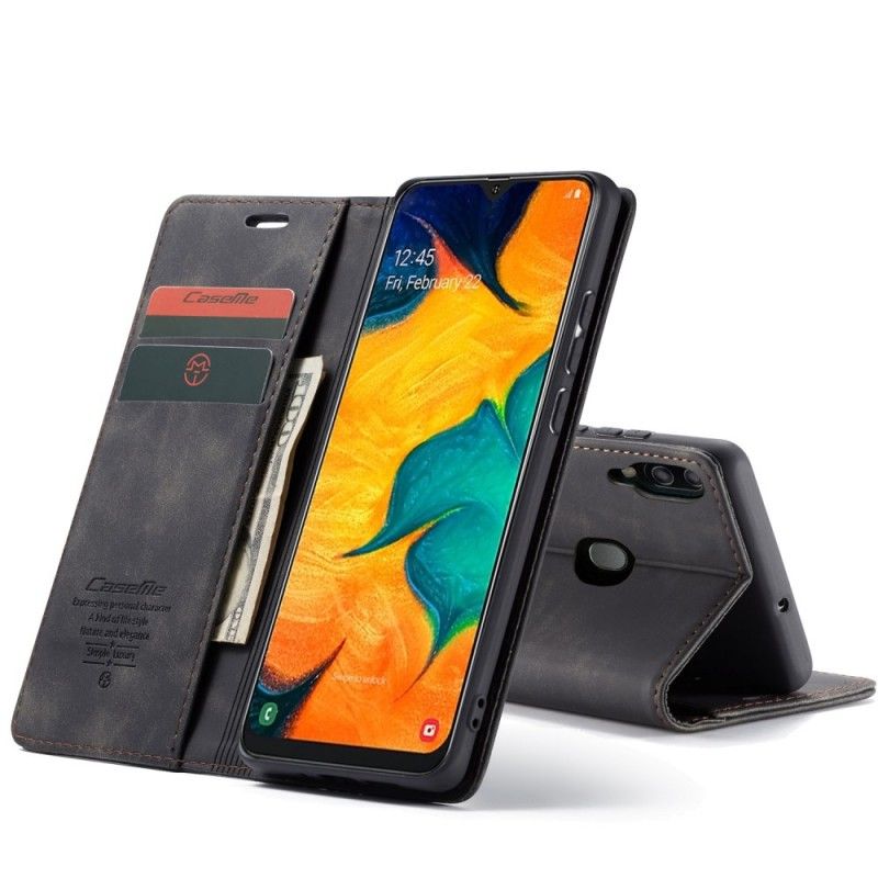 Læder Cover Samsung Galaxy A40 Sort Imiteret Læderetui