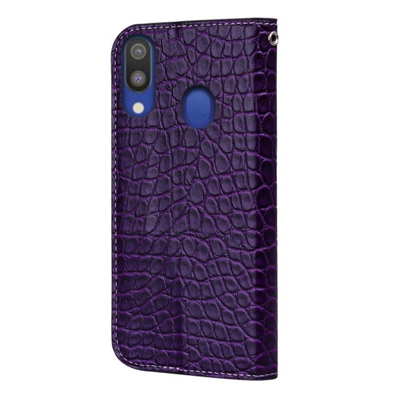 Læder Cover Samsung Galaxy A40 Sort Krokodillehudeffekt Og Pailletter Original