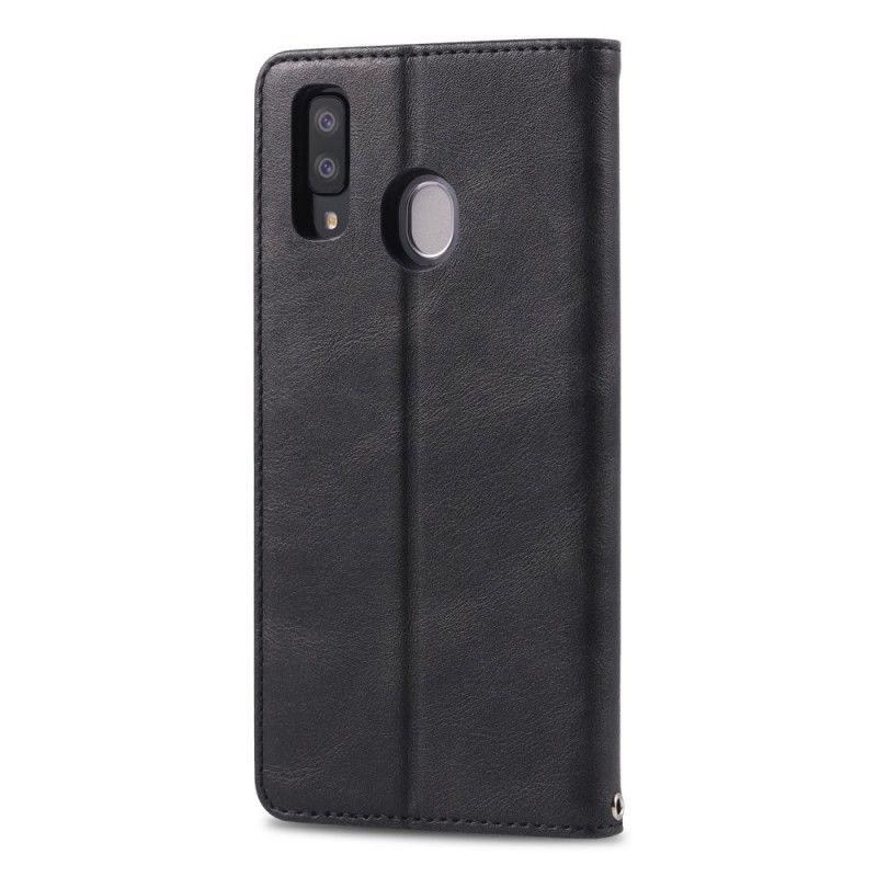 Læder Cover Samsung Galaxy A40 Sort Retro Azns