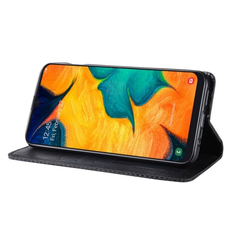 Læder Cover Samsung Galaxy A40 Sort Stiliseret Vintage Lædereffekt