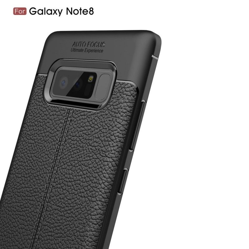 Cover for Samsung Galaxy Note 8 Sort Dobbeltlinjeret Lychee-Lædereffekt