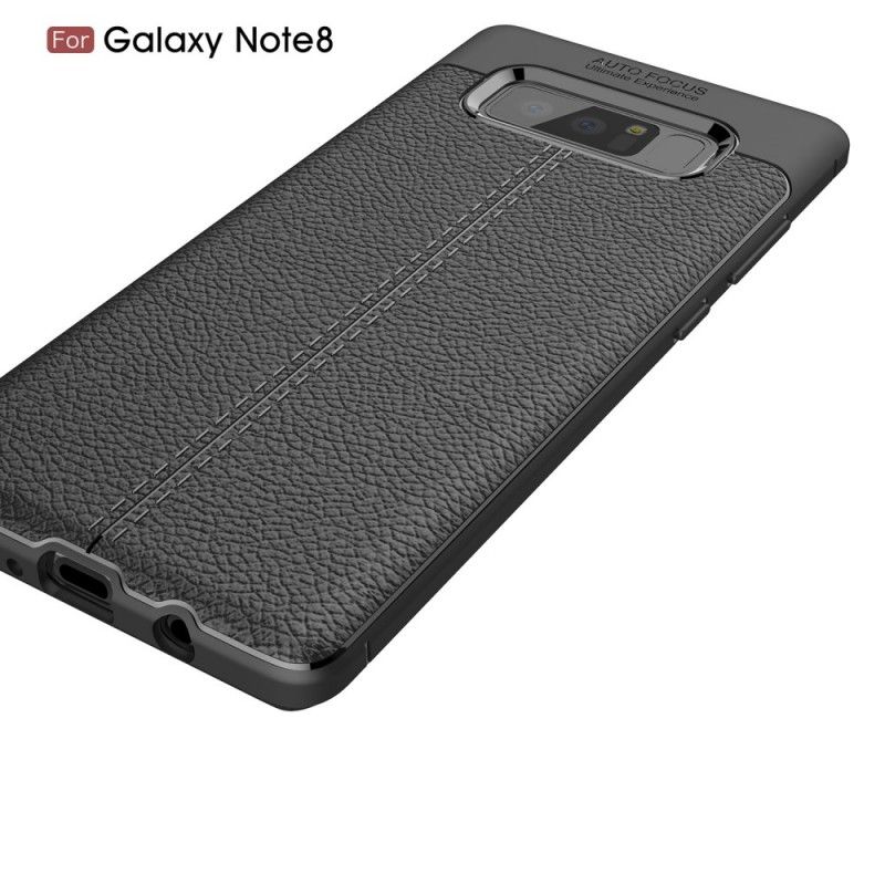 Cover for Samsung Galaxy Note 8 Sort Dobbeltlinjeret Lychee-Lædereffekt