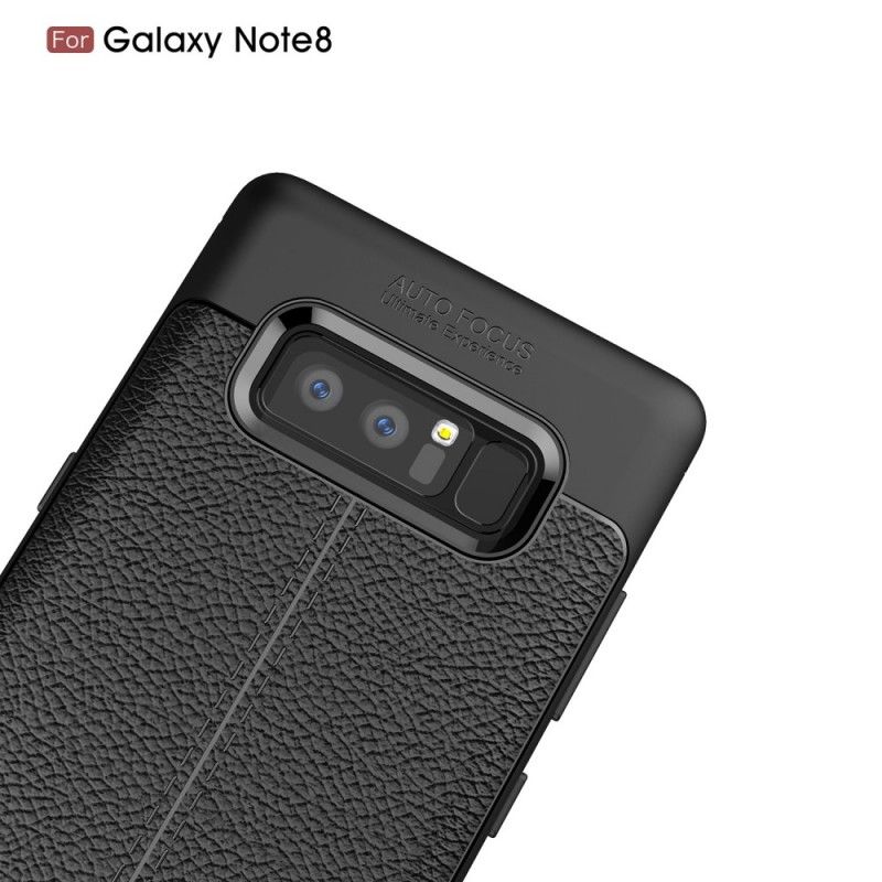 Cover for Samsung Galaxy Note 8 Sort Dobbeltlinjeret Lychee-Lædereffekt