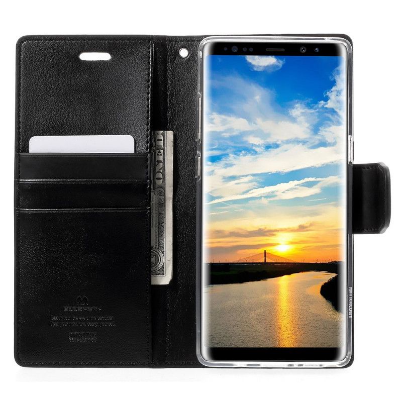 Flip Cover Læder Samsung Galaxy Note 8 Cyan Kviksølv Garnering Kunstlæder Sonata Original