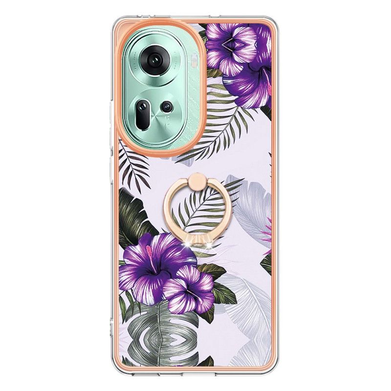 Cover Til Oppo Reno 11 5g Ring-support Marmoreret Design