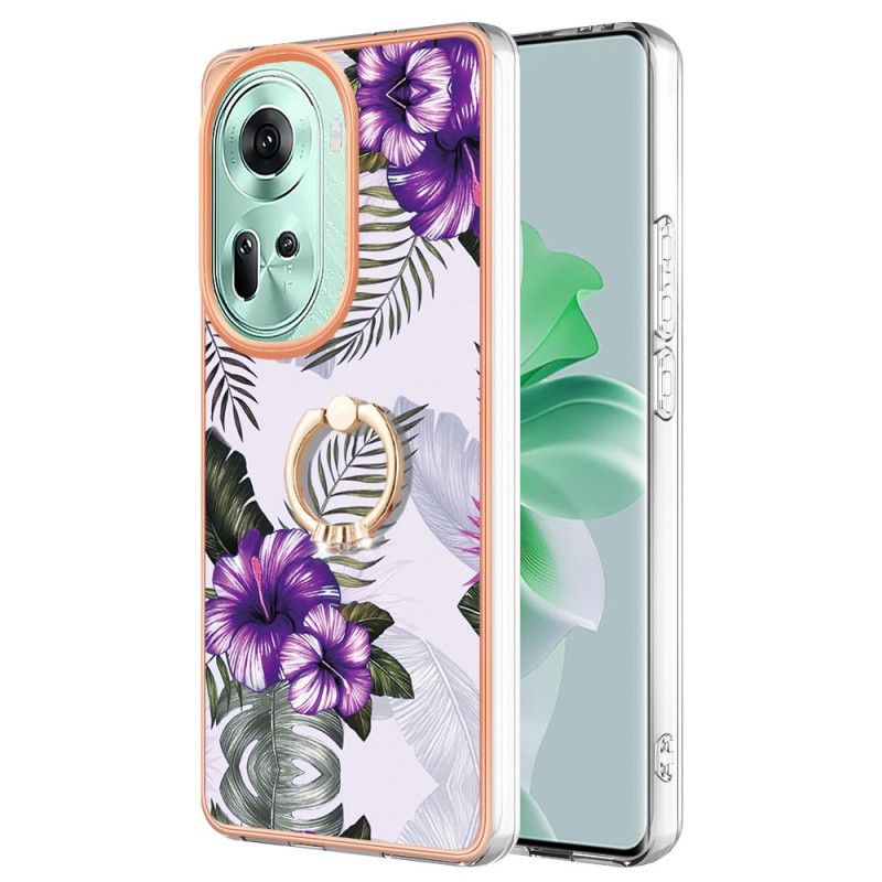 Cover Til Oppo Reno 11 5g Ring-support Marmoreret Design