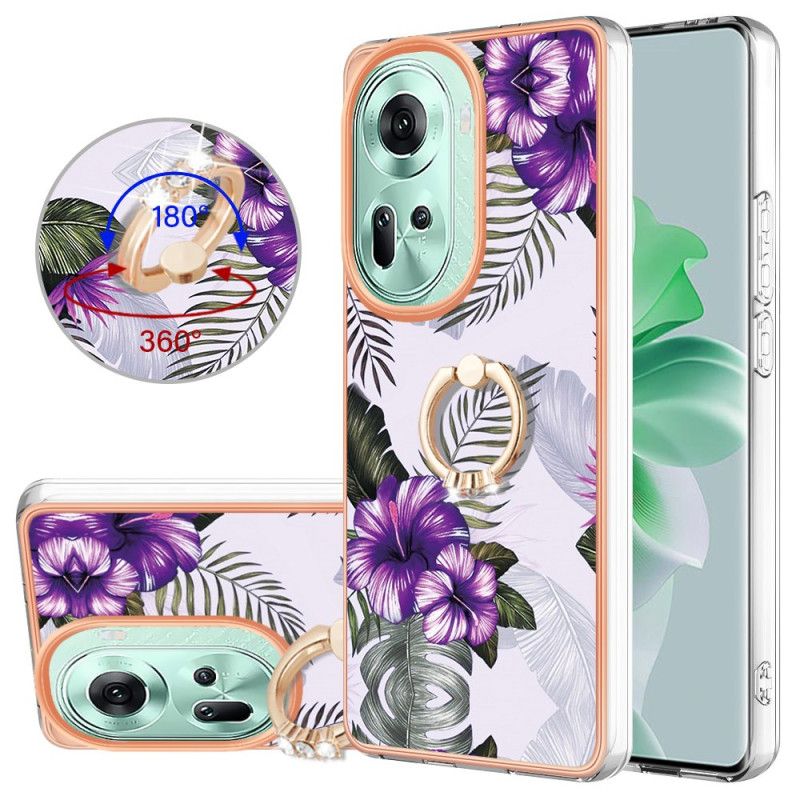 Cover Til Oppo Reno 11 5g Ring-support Marmoreret Design