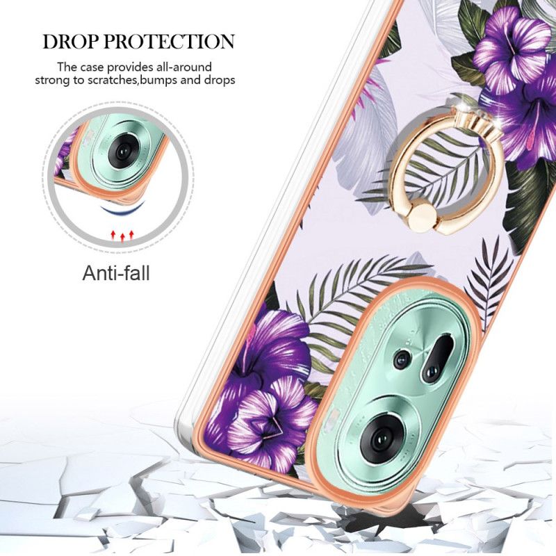 Cover Til Oppo Reno 11 5g Ring-support Marmoreret Design