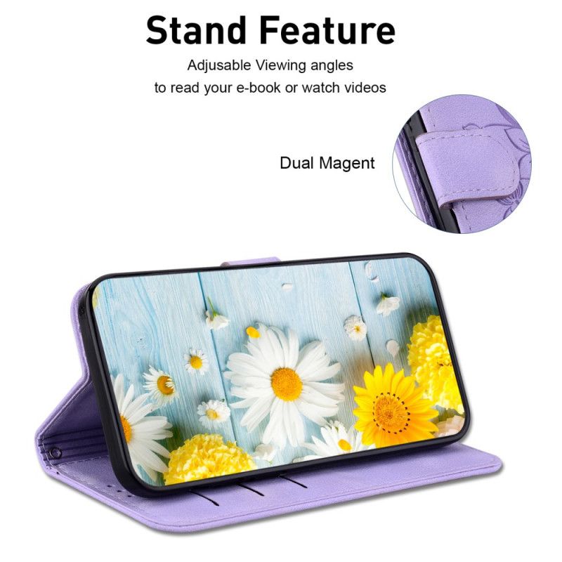 Flip Cover Oppo Reno 11 5g Blomstermønster Med Rem