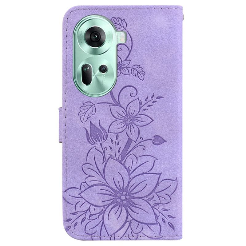 Flip Cover Oppo Reno 11 5g Blomstermønster Med Rem