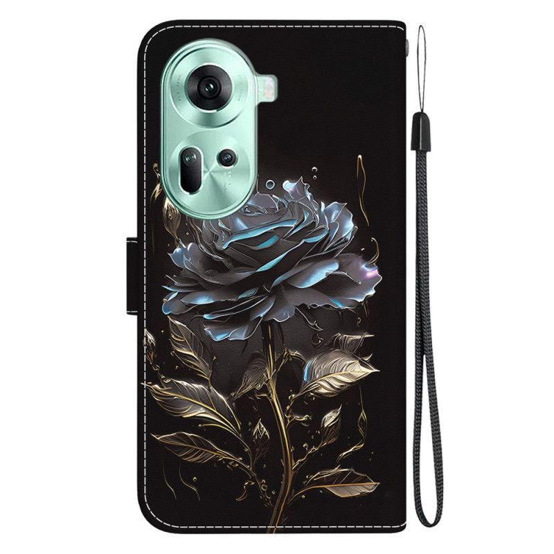 Flip Cover Oppo Reno 11 5g Sort Rose Med Rem