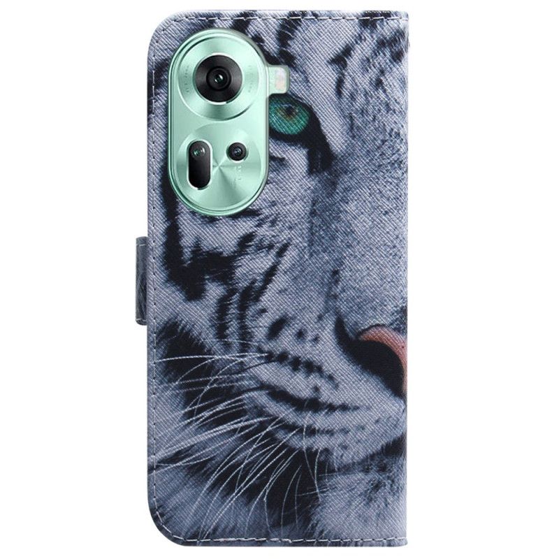 Læder Cover Oppo Reno 11 5g Hvid Tiger