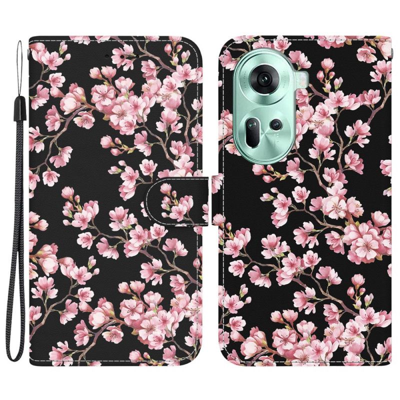 Læder Cover Oppo Reno 11 5g Omspændte Blommeblomster