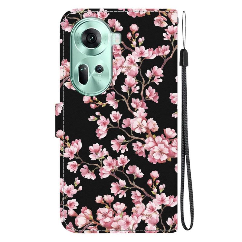 Læder Cover Oppo Reno 11 5g Omspændte Blommeblomster