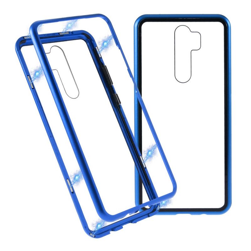 Cover for Xiaomi Redmi Note 8 Pro Sort Metalkanter Og Hærdet Glas