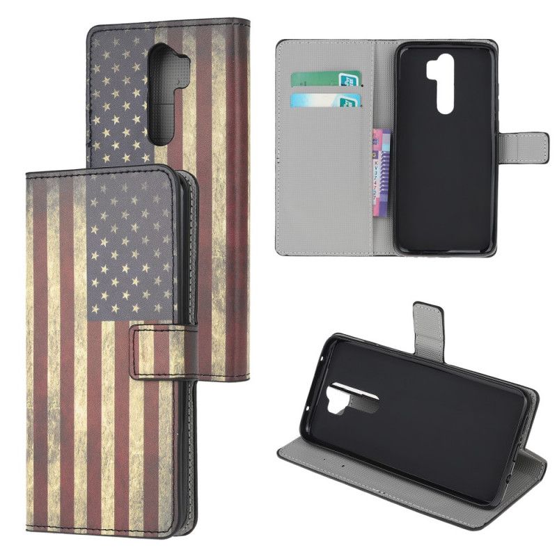 Flip Cover Læder Xiaomi Redmi Note 8 Pro Amerikansk Flag Original