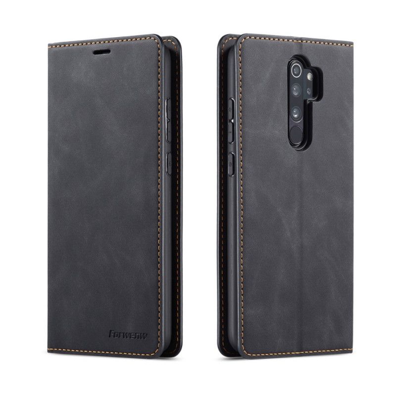 Flip Cover Læder Xiaomi Redmi Note 8 Pro Sort Forwenw Lædereffekt Beskyttelse