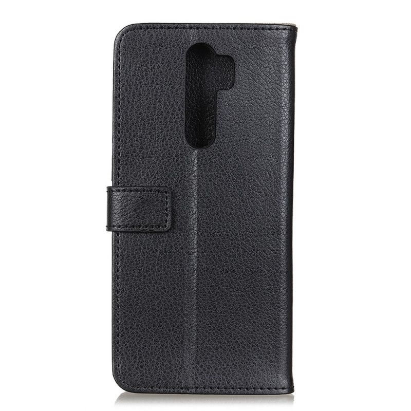 Flip Cover Læder Xiaomi Redmi Note 8 Pro Sort Lychee Imiteret Læder