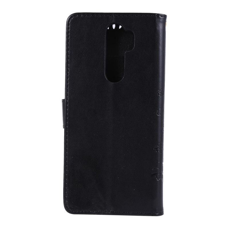 Flip Cover Læder Xiaomi Redmi Note 8 Pro Sort Sommerfugle Og Blomster Beskyttelse