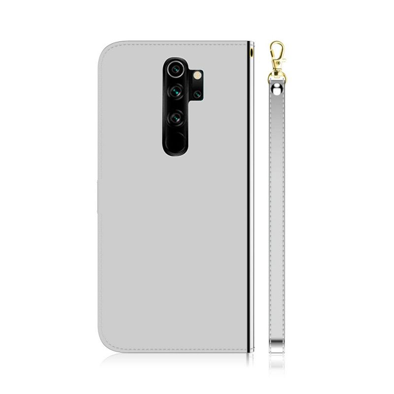 Flip Cover Læder Xiaomi Redmi Note 8 Pro Sort Spejlbetræk I Imiteret Læder Beskyttelse