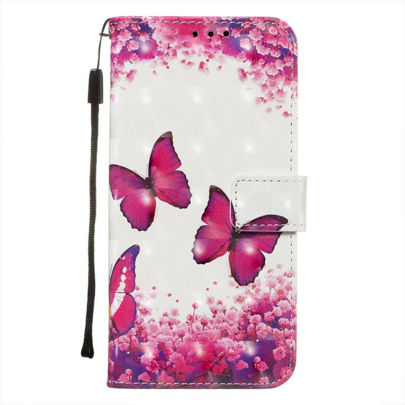 Flip Cover Xiaomi Redmi Note 8 Pro Mobilcover Røde Sommerfugle