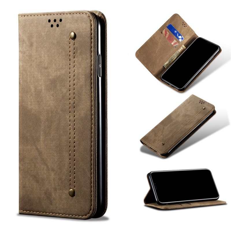 Læder Cover Xiaomi Redmi Note 8 Pro Sort Jeansstof