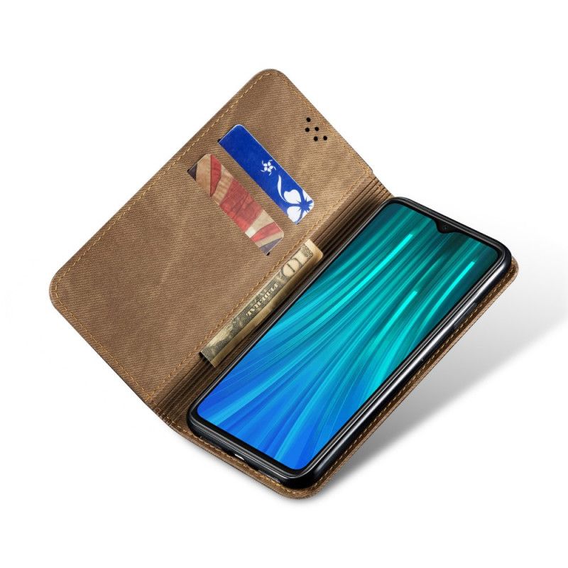 Læder Cover Xiaomi Redmi Note 8 Pro Sort Jeansstof