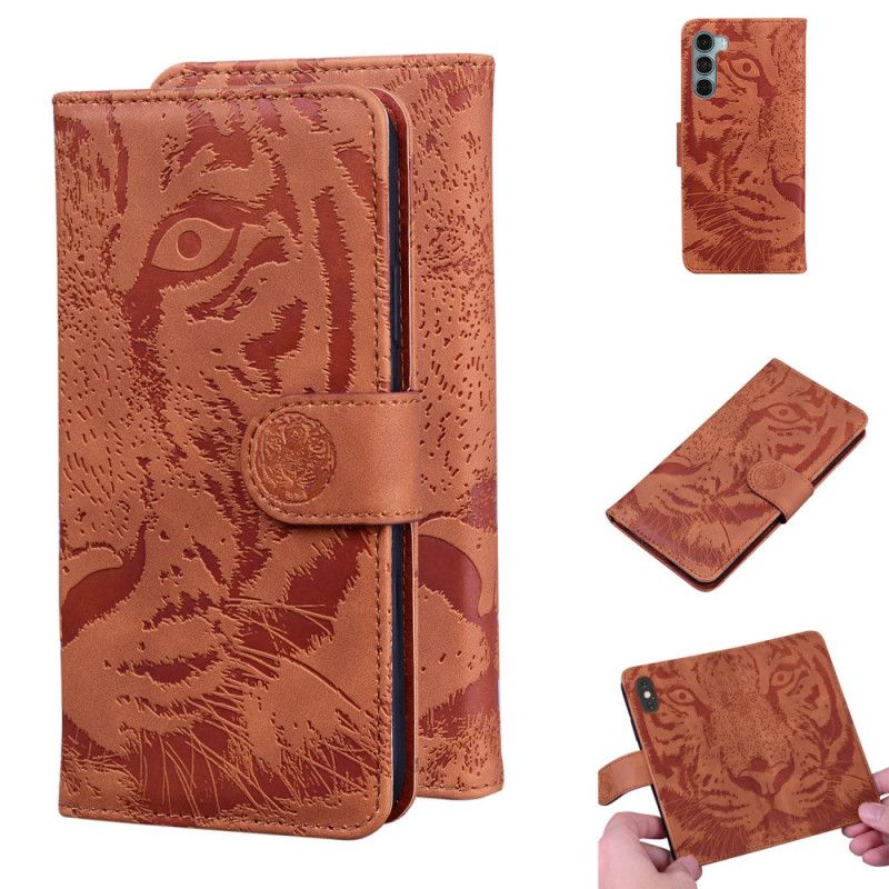 Flip Cover Moto G200 5g Tiger Face Print