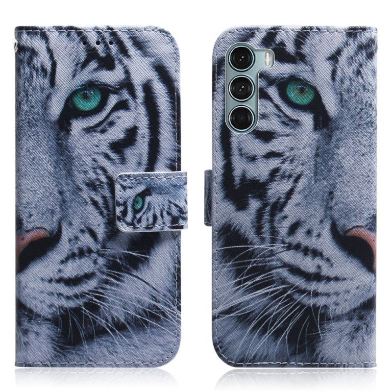 Læder Cover Moto G200 5g Telefon Etui Tiger Face